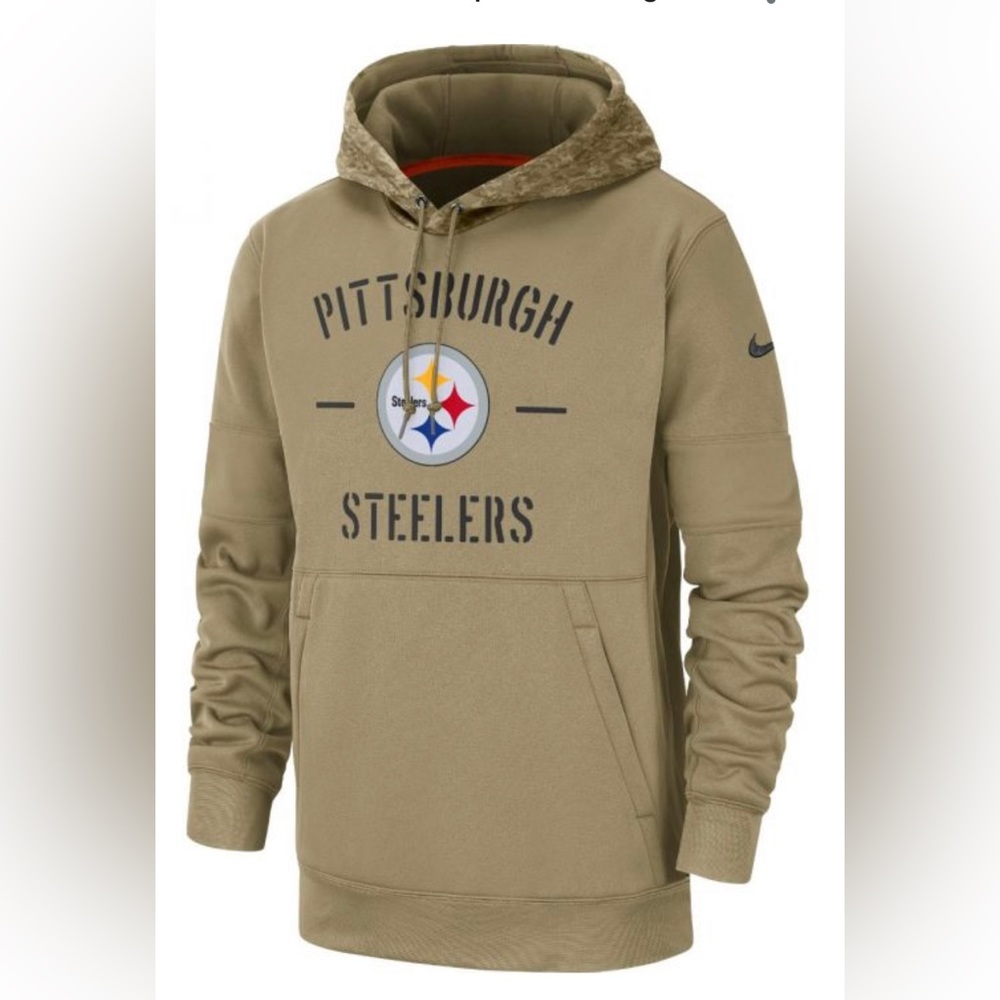 Pittsburgh Steelers Nike Youth 2019 Salute to Service Therma Pullover Hoodie.